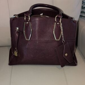 Burgundy Vegan  Leather Satchel